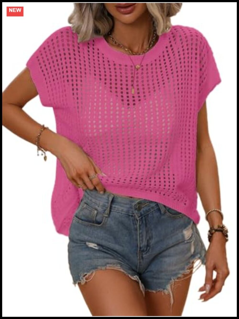 Women's Knit Sweater Vest Tank Top Hollow Out Cap Sleeve Summer Beach Cover Up